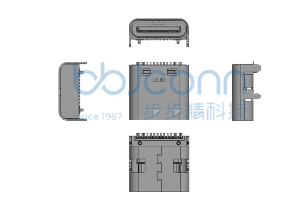 UC.01.51-11-0050--TYPE-C 16P 母座 L=8.35 CH=1.67 板上四腳插 帶柱 端子SMT